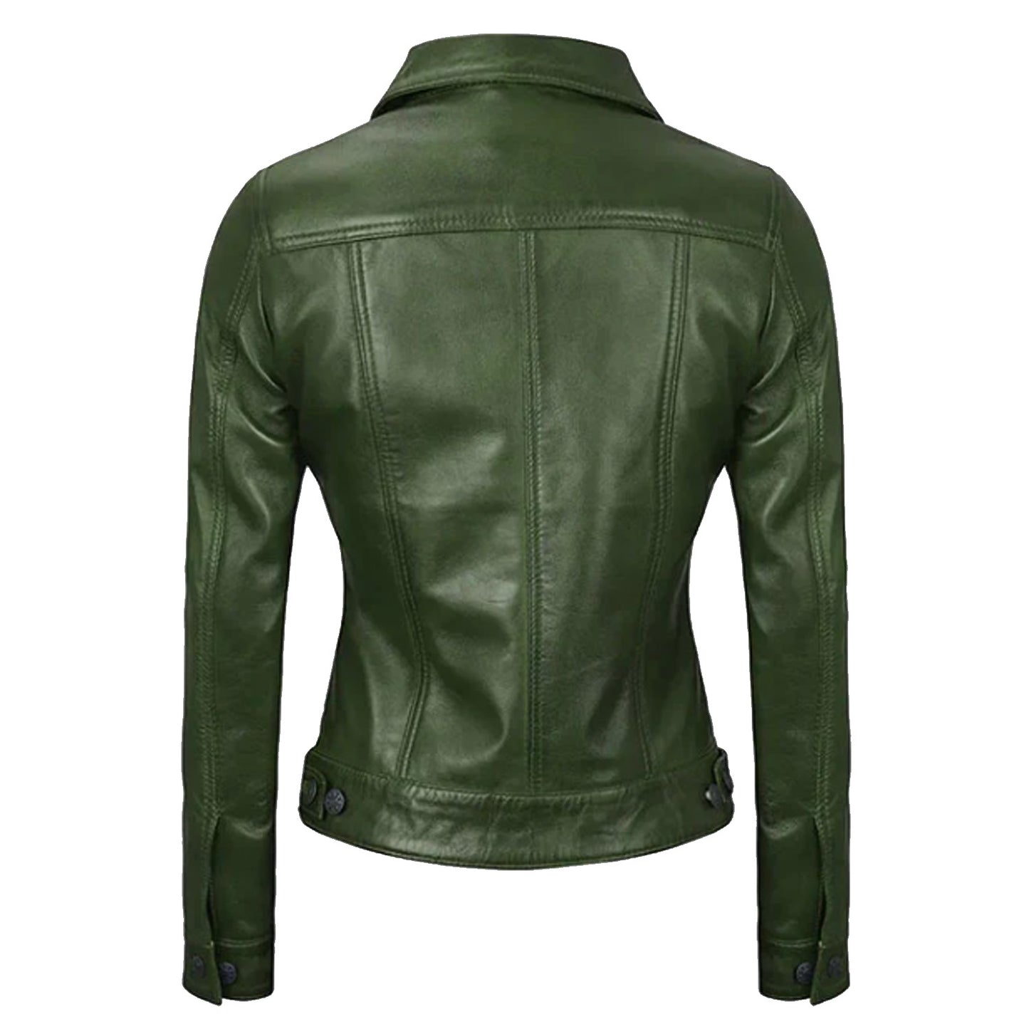 Green Leather Trucker Jacket Women's | Women's Leather Trucker Jacket