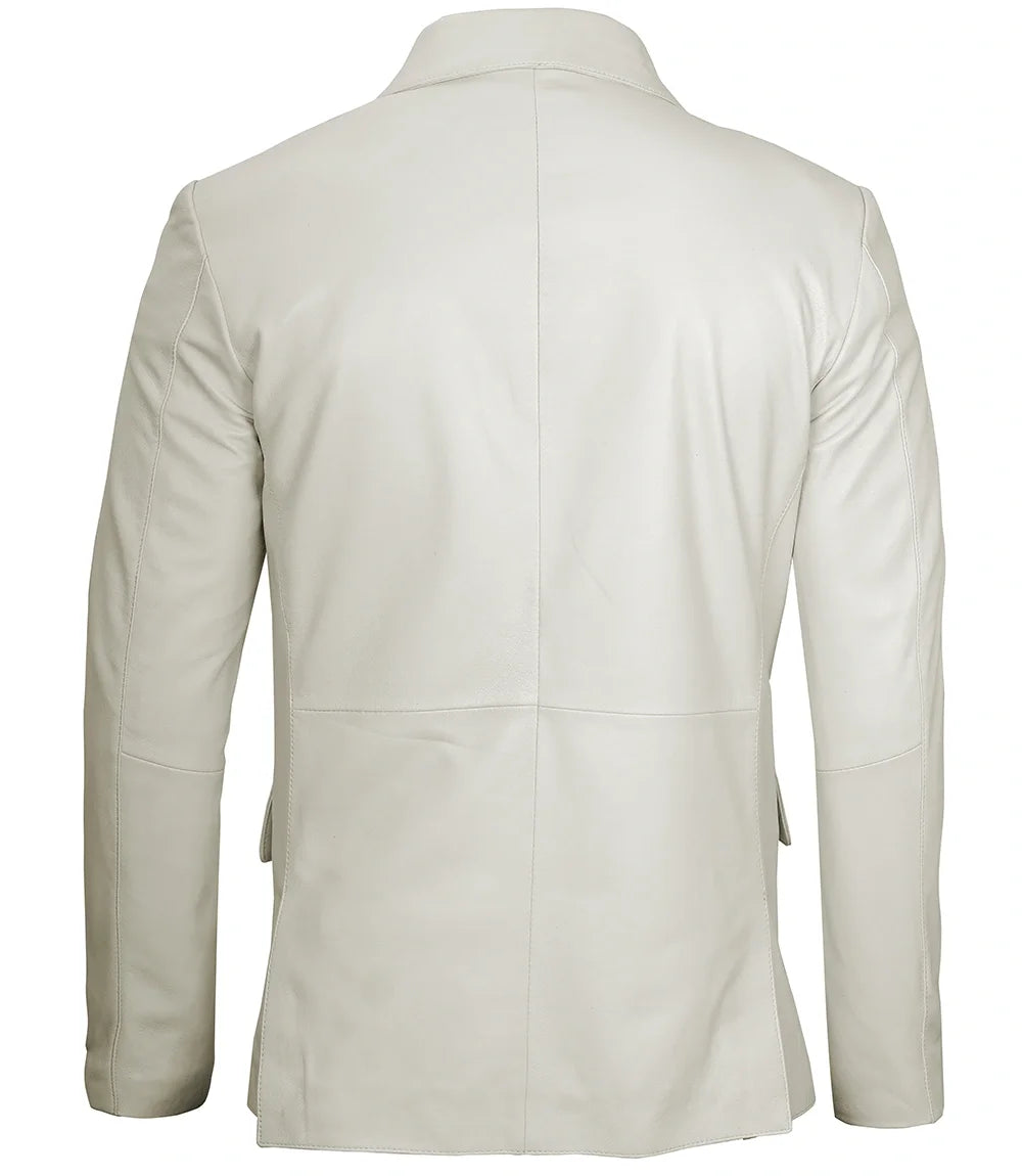 Men's Off White Blazer Real Leather Jacket | Leather Jacket Blazer
