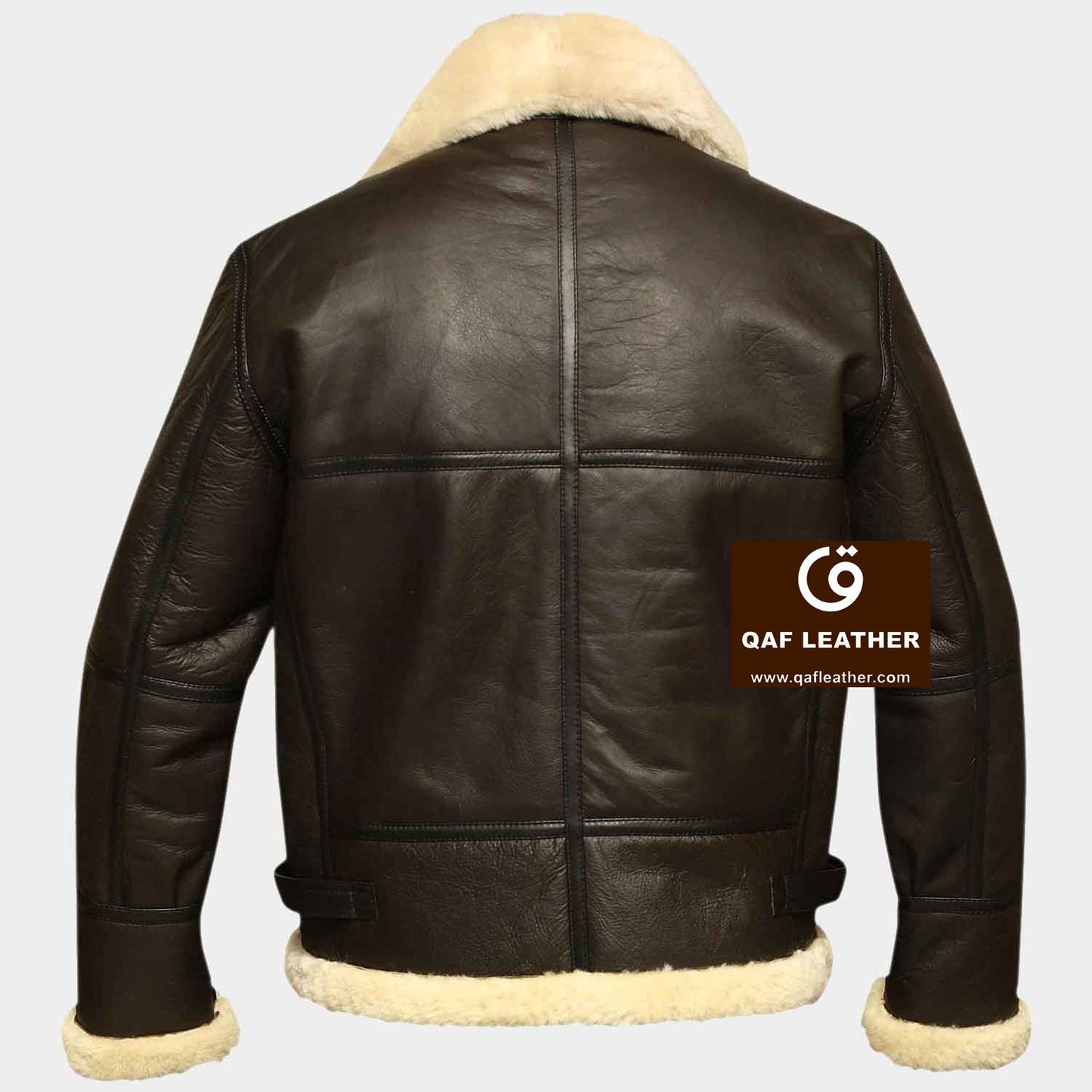 Mens Genuine Sheepskin Fur Jacket Raf Aviator Brown Leather Jacket