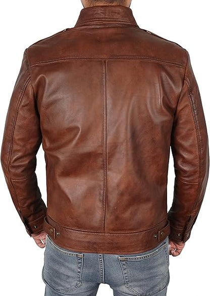 Men's Lambskin Leather Biker Jacket| Motorcycle Leather Jacket