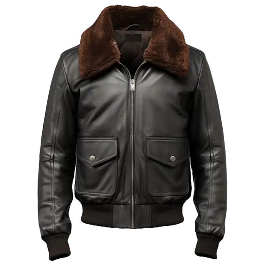 Aviator Black Leather Jacket | Men's Black Leather Jacket