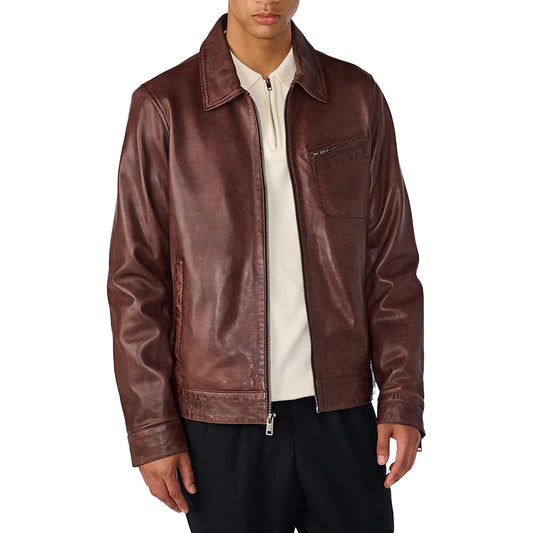 Men’s Shirt Style Vintage Brown Leather Jacket  | Leather Jacket Shirt Style Vintage Brown