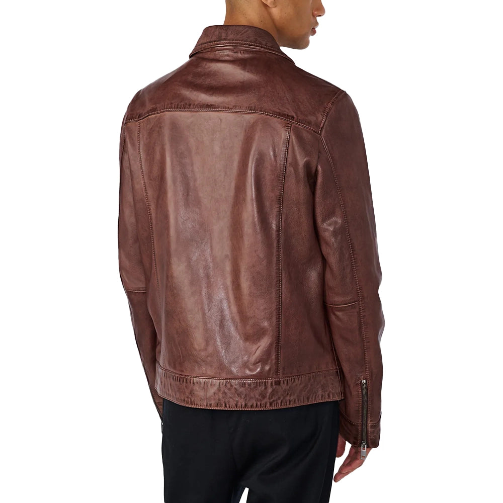 Men’s Shirt Style Vintage Brown Leather Jacket  | Leather Jacket Shirt Style Vintage Brown