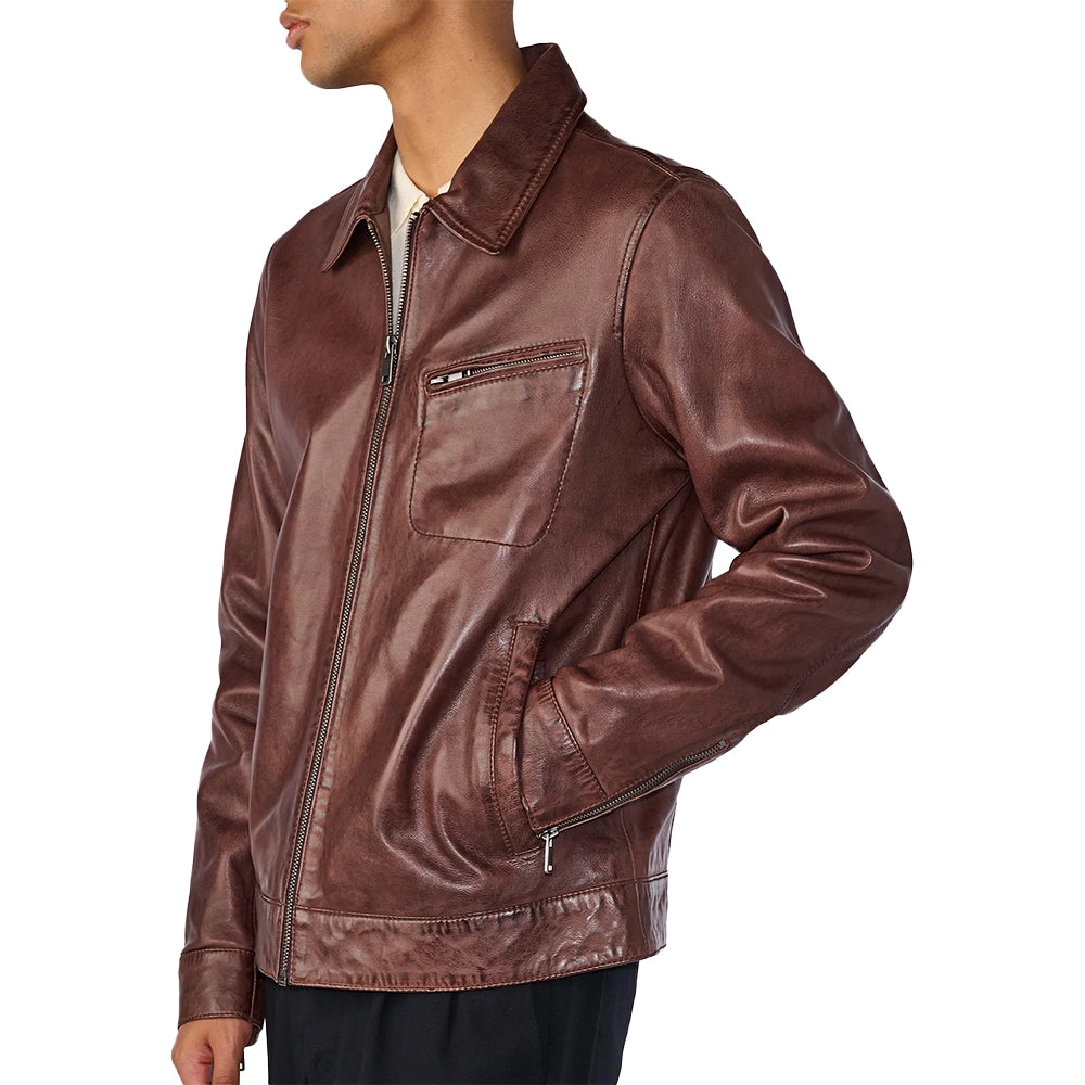 Men’s Shirt Style Vintage Brown Leather Jacket  | Leather Jacket Shirt Style Vintage Brown