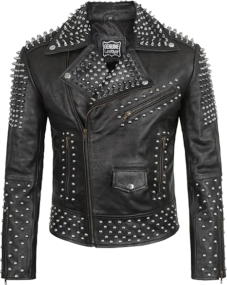 Men's Cafe Racer Punk Leather Jacketv| Motorcycle Leather Jacket