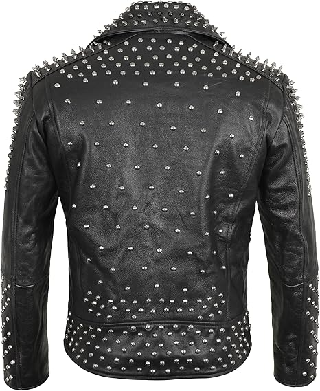 Men's Cafe Racer Punk Leather Jacketv| Motorcycle Leather Jacket