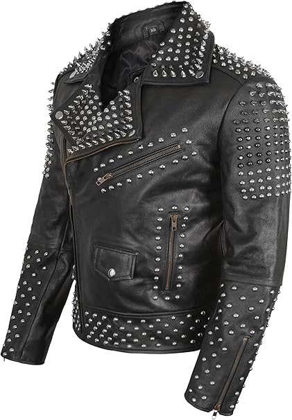 Men's Cafe Racer Punk Leather Jacketv| Motorcycle Leather Jacket