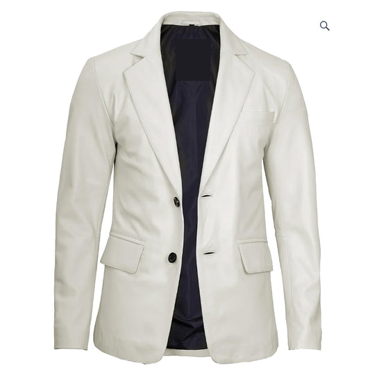 Men's Off White Blazer Real Leather Jacket | Leather Jacket Blazer