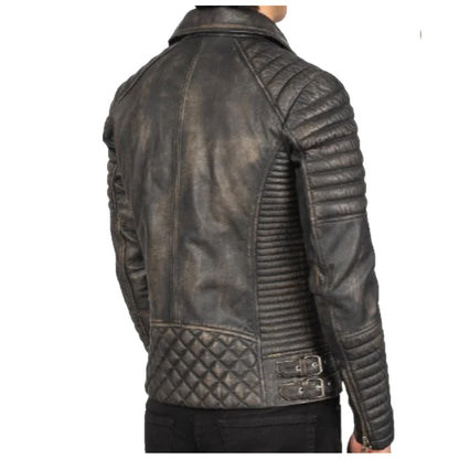 Distressed Brown Leather Biker Jacket | Men's Brown Leather Jacket
