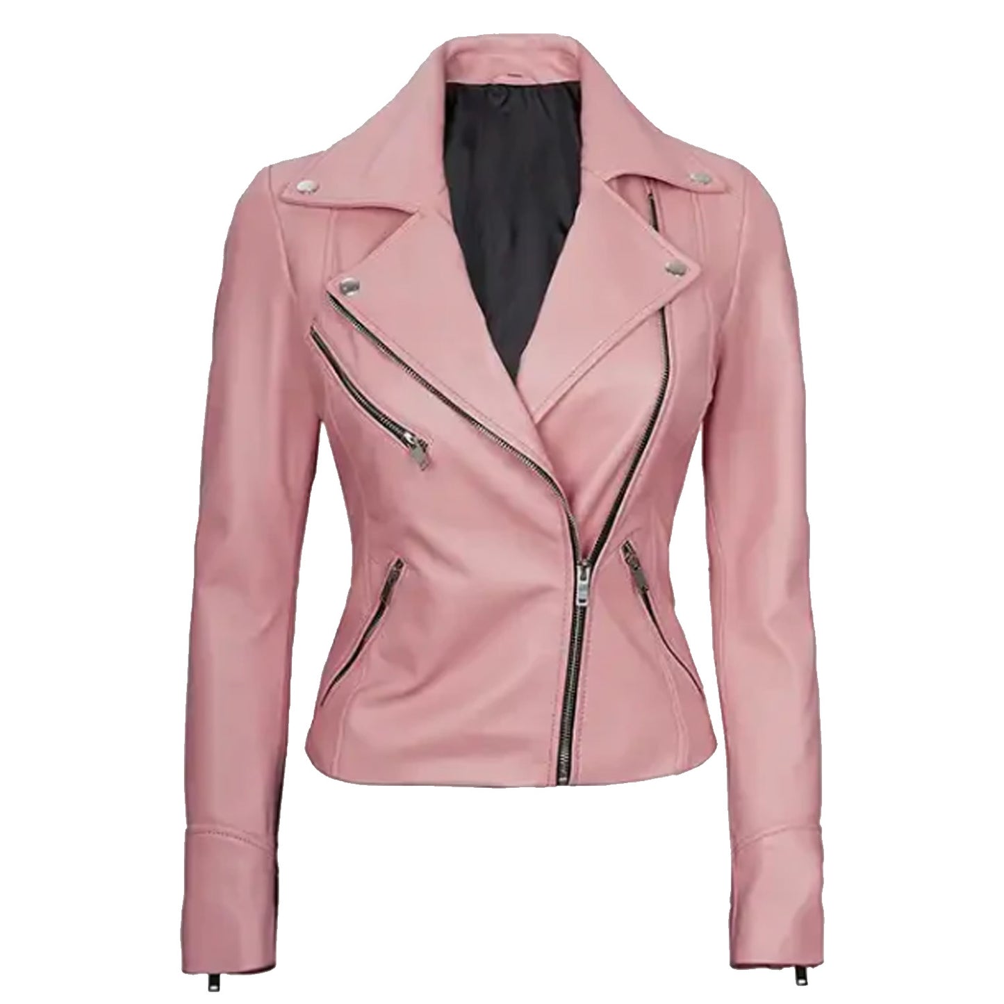 Women's Moto Style Pink Leather Jacket |  Women's Leather Pink Leather Jacket