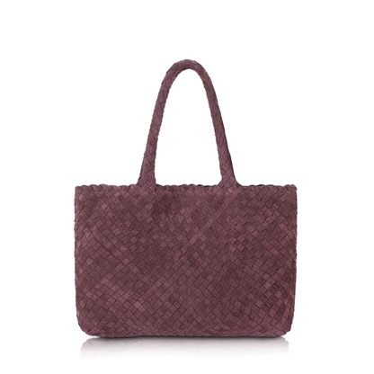 Womens Classic Bergundy Woven Tote Handbag