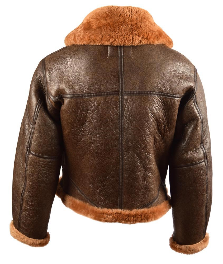Men’s UK Leather Jacket with Collar RAF BOMBER BROWN | Leather Jacket